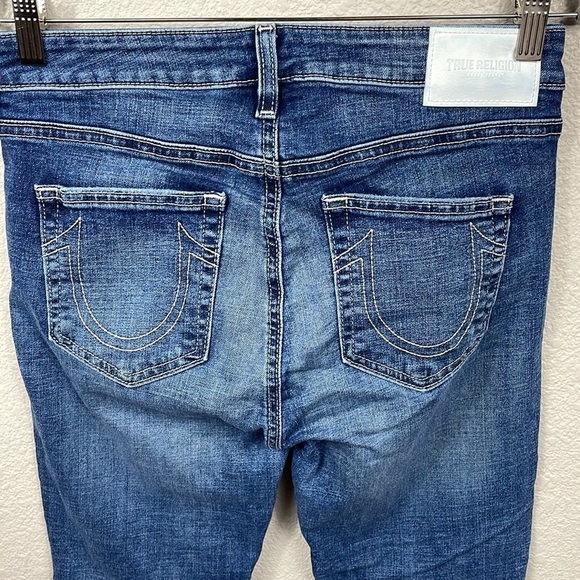 True Religion Halle Mid Rise Super Skinny Jeans Medium Dark Wash Sz 28 - Picture 5 of 12